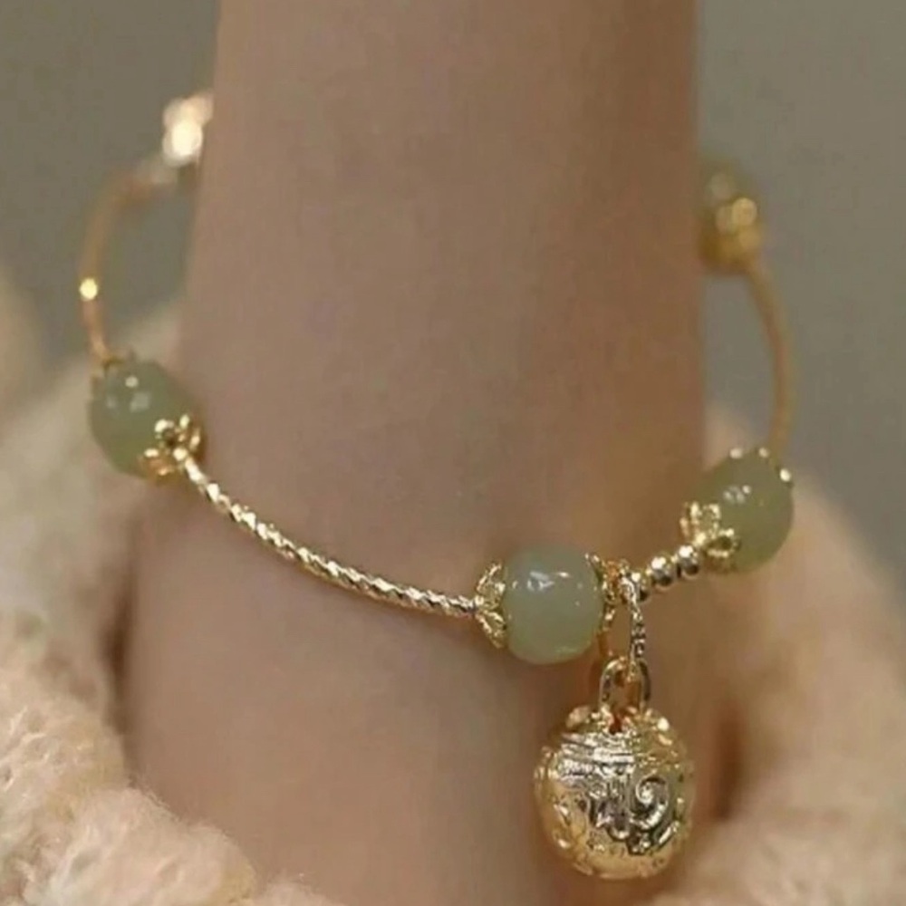 COPY - 18K gold filled faux jade bracelet